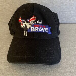 Soldiers Angels Home Of The Brave Black Embroidered Baseball Hat Adjustable OSFA